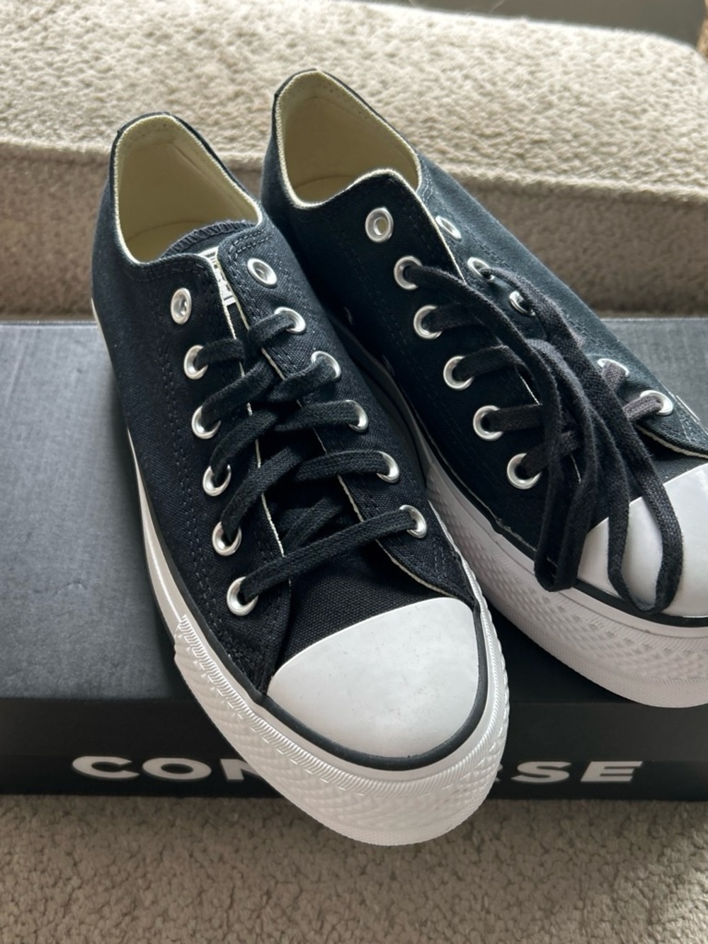 Converse Black Canvas Low-Top Sneakers with White Accents